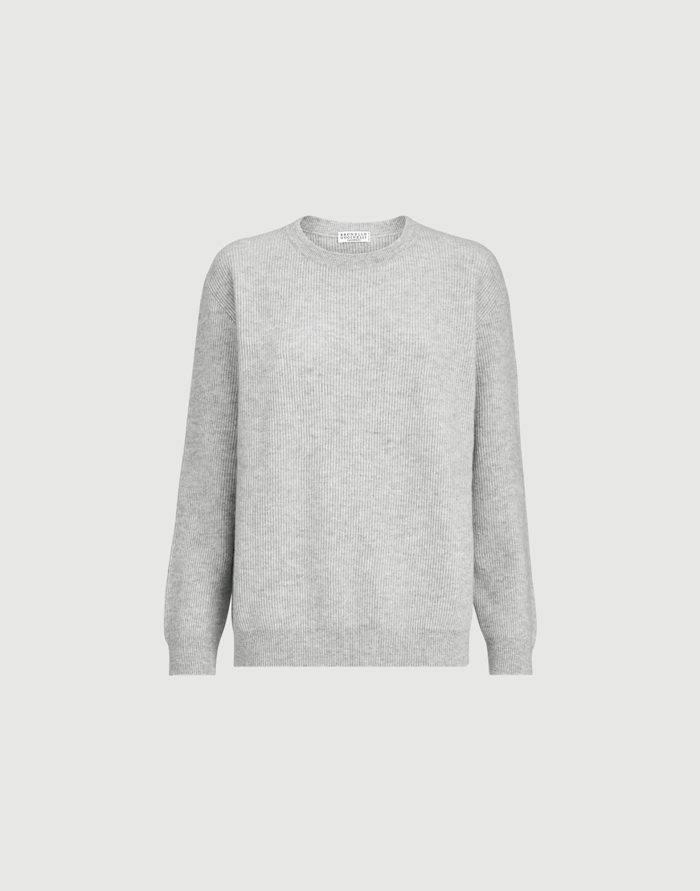 English rib cashmere sweater Light Grey Woman - Brunello Cucinelli
