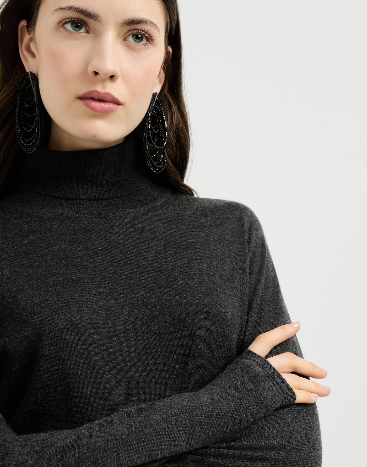 Cashmere turtleneck sweater Anthracite Woman - Brunello Cucinelli