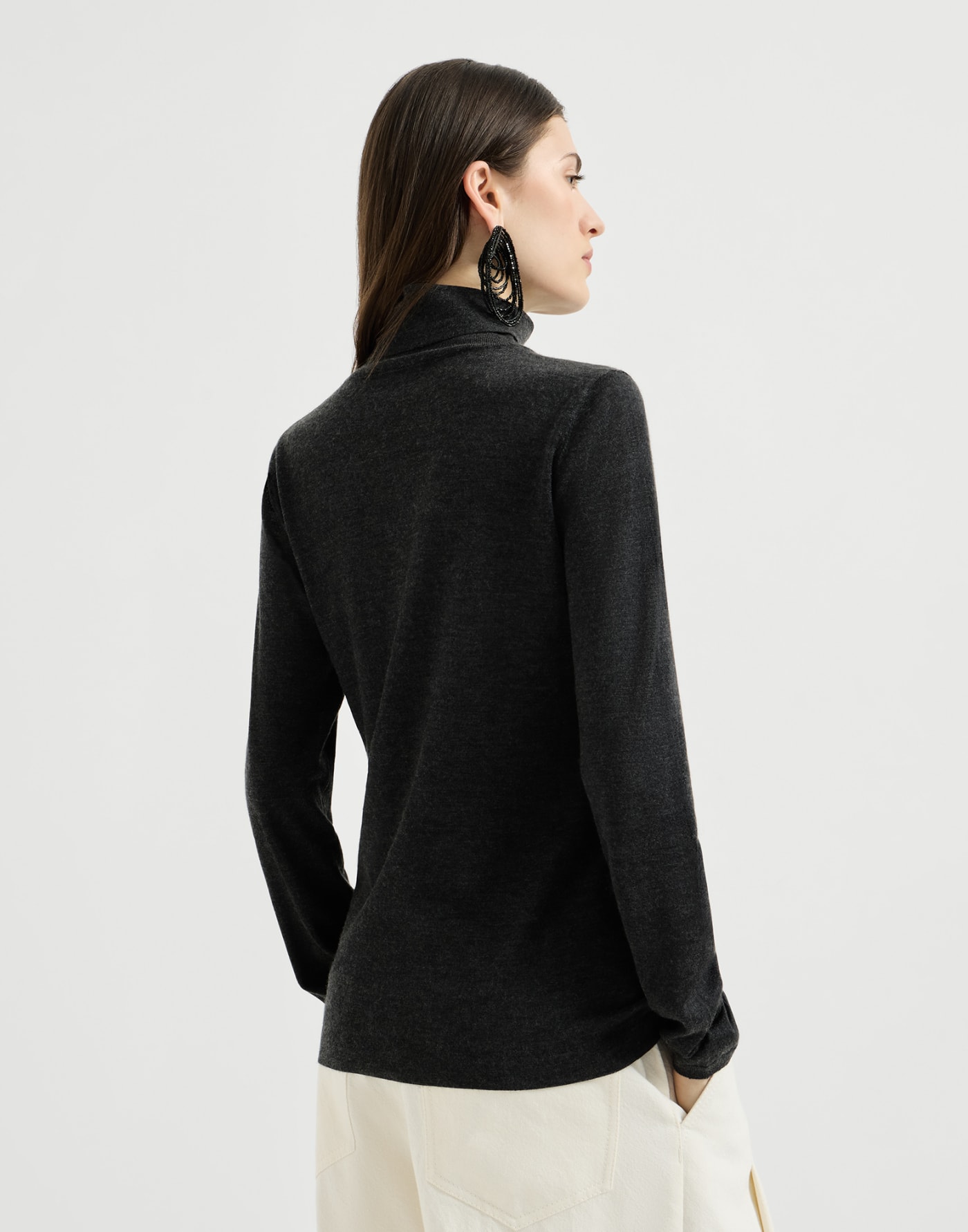 Cashmere turtleneck sweater Anthracite Woman - Brunello Cucinelli