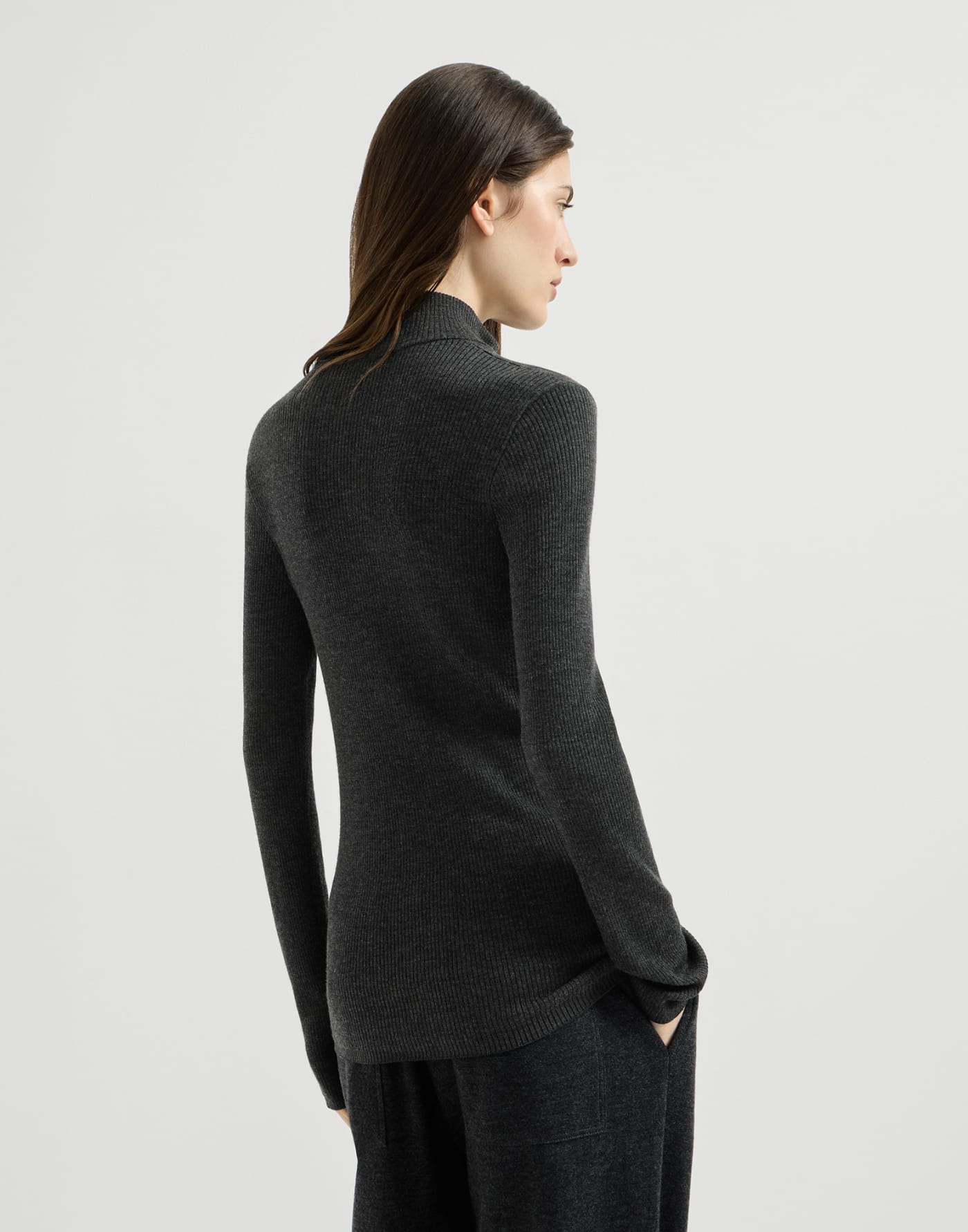Virgin wool and cashmere sweater Anthracite Woman - Brunello Cucinelli