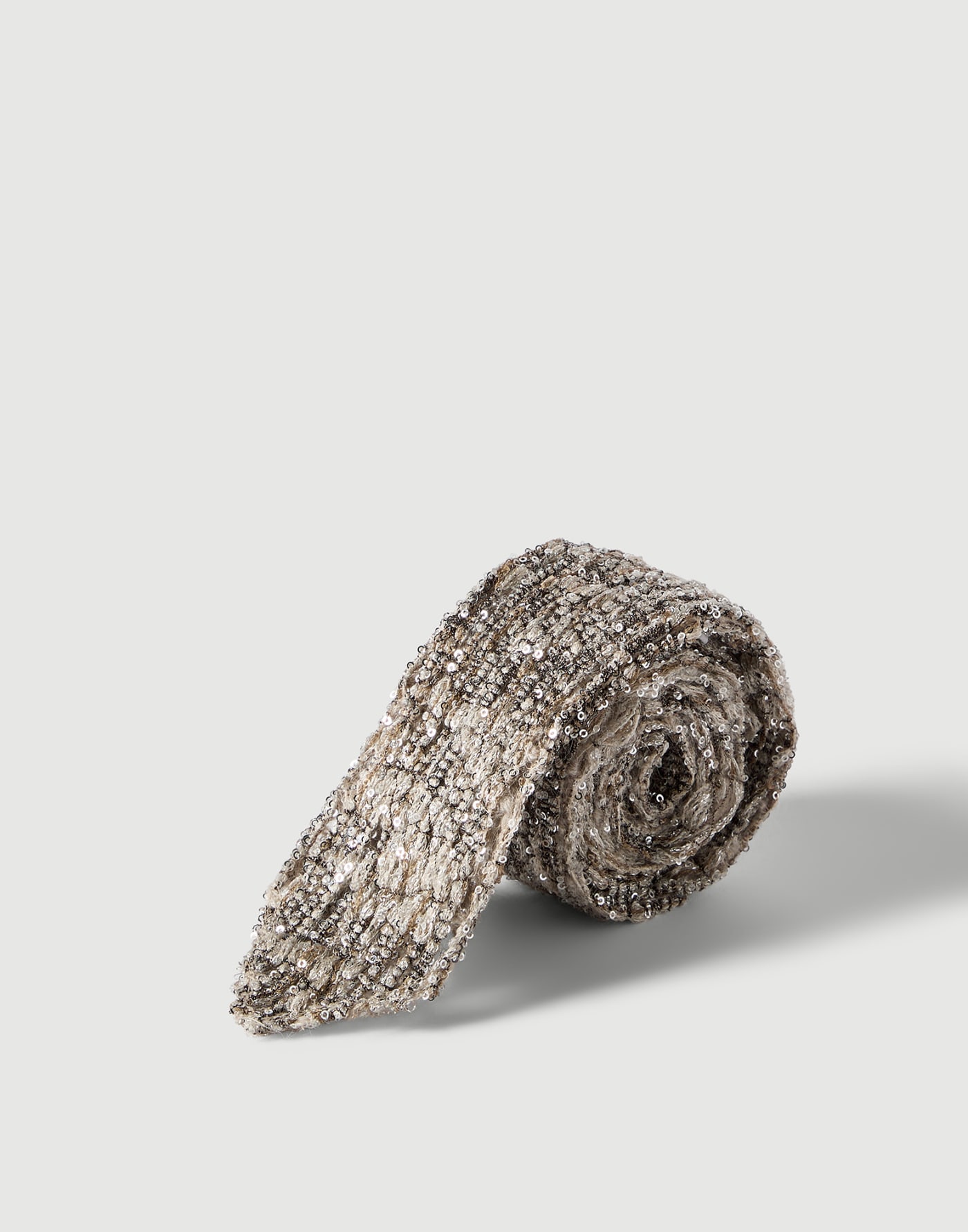 Dazzling Craquelé Embroidery Tie Silver Woman - Brunello Cucinelli