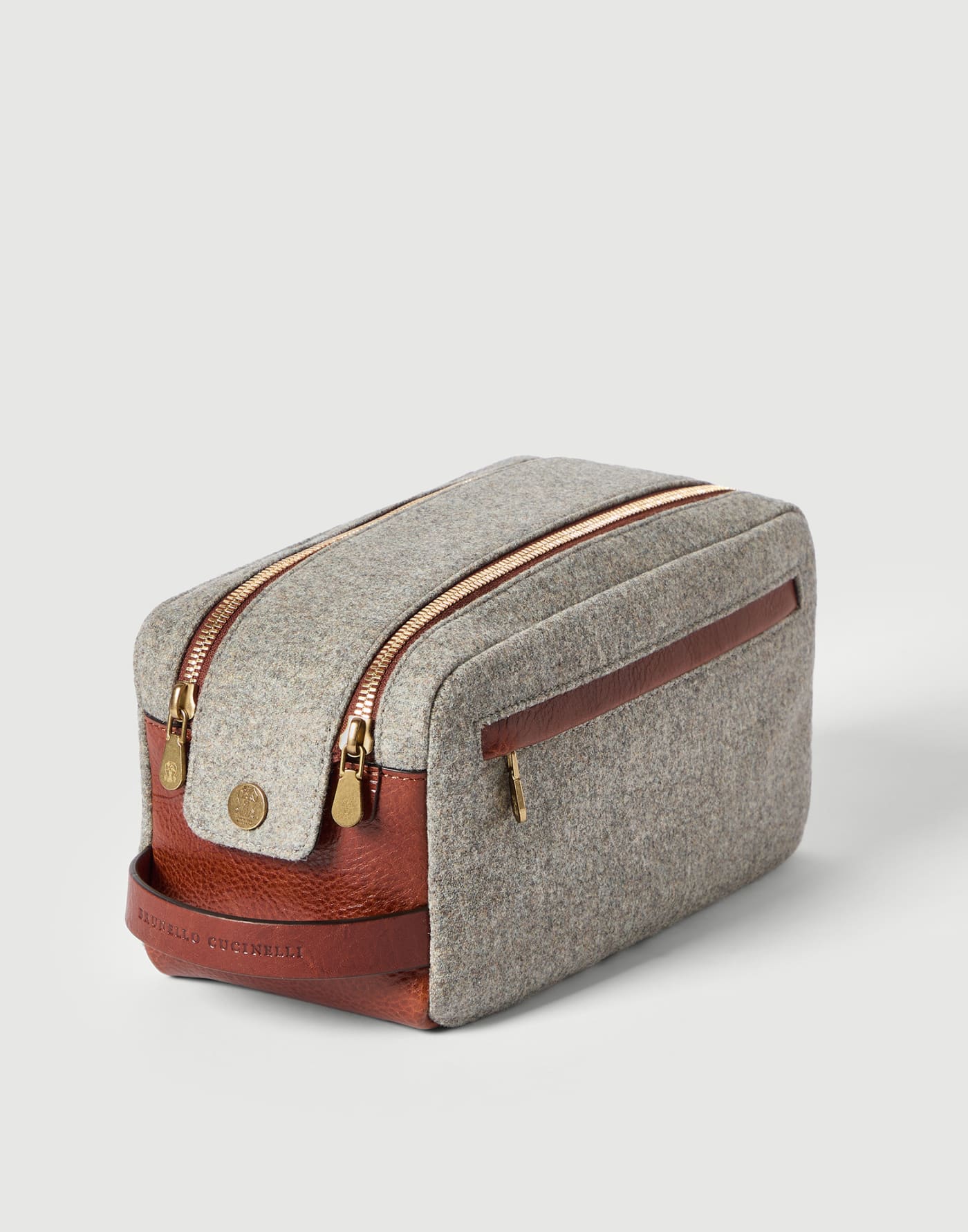 Flannel beauty case Grey Man - Brunello Cucinelli