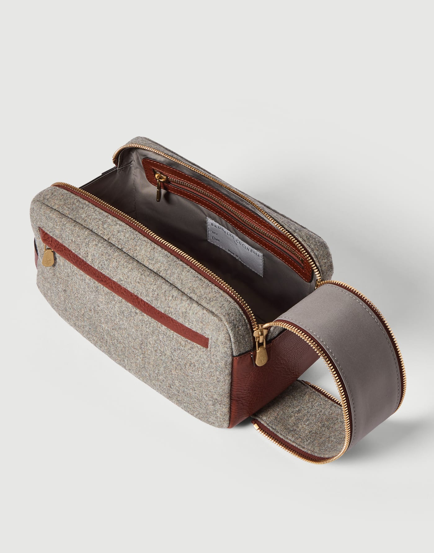 Flannel beauty case Grey Man - Brunello Cucinelli