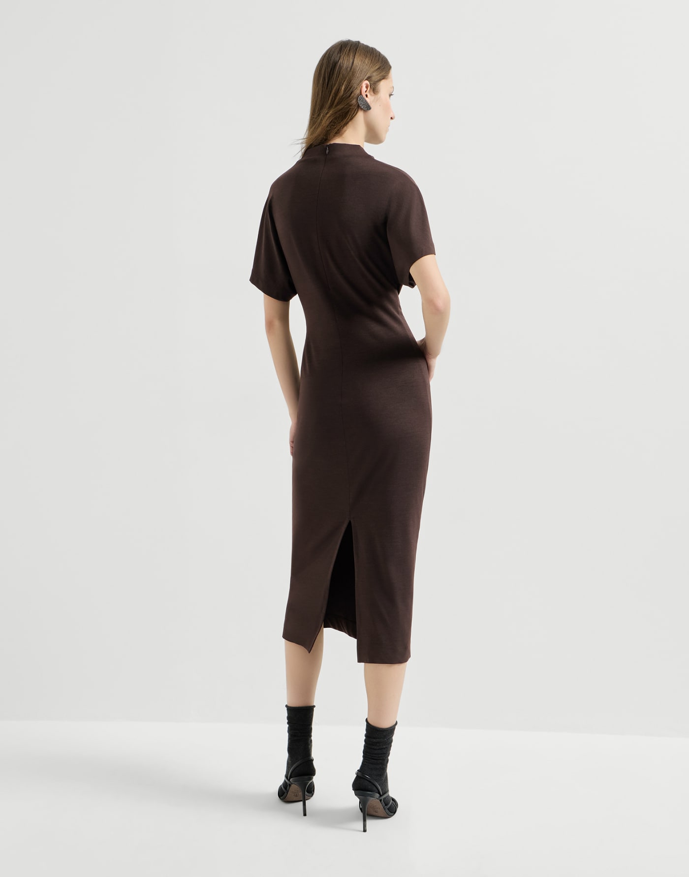 Wrap belt dress Coffee Woman - Brunello Cucinelli