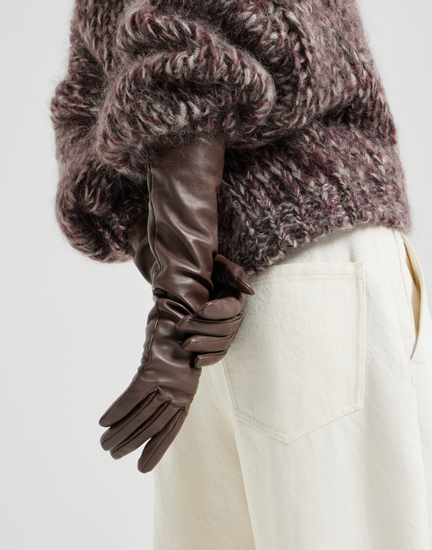 Nappa long gloves Rust Brown Woman - Brunello Cucinelli