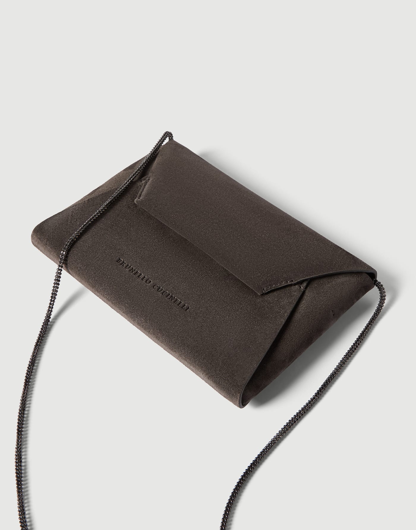 Pochette Duo in camoscio con Precious Chain Pepe Donna - Brunello Cucinelli