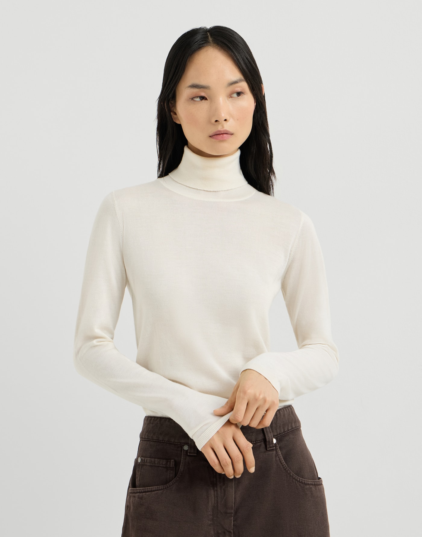 高领羊绒针织衫 白色 女款 - Brunello Cucinelli