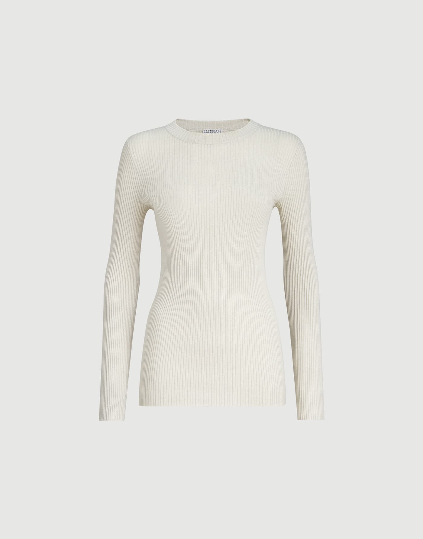 Cashmere and silk ribbed sweater Milk Woman - Brunello Cucinelli