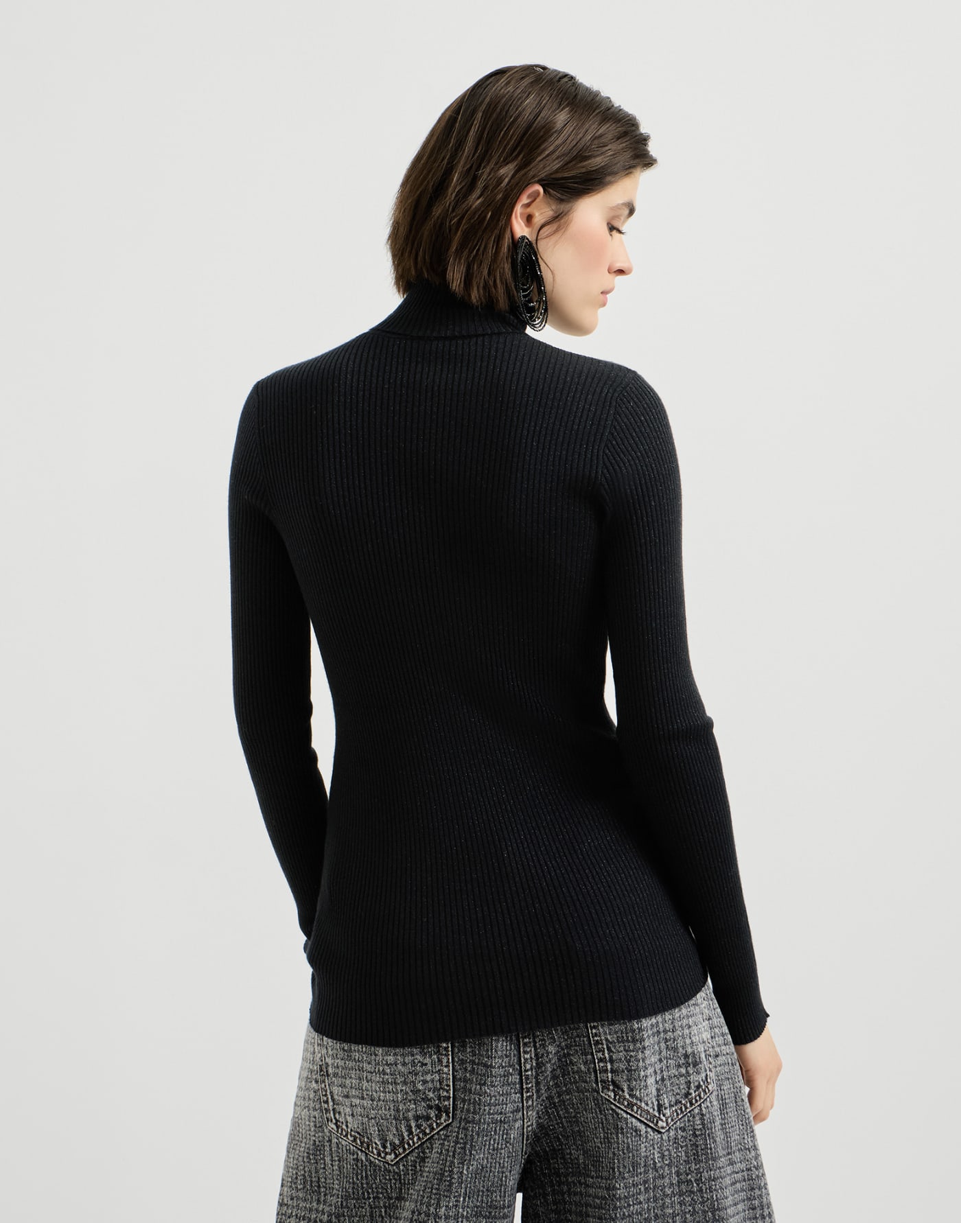 Cashmere and silk turtleneck sweater Black Woman - Brunello Cucinelli