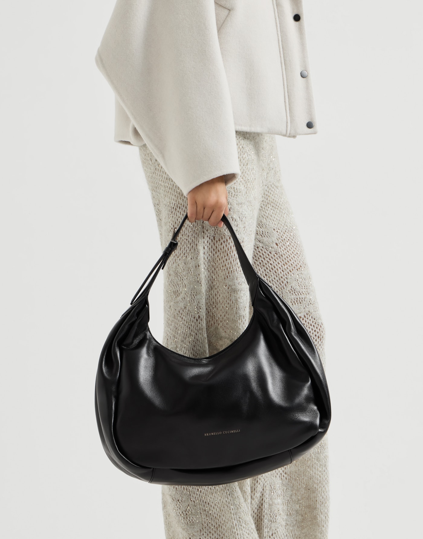 ナッパ ホーボーブールバッグ ブラック レディース - Brunello Cucinelli