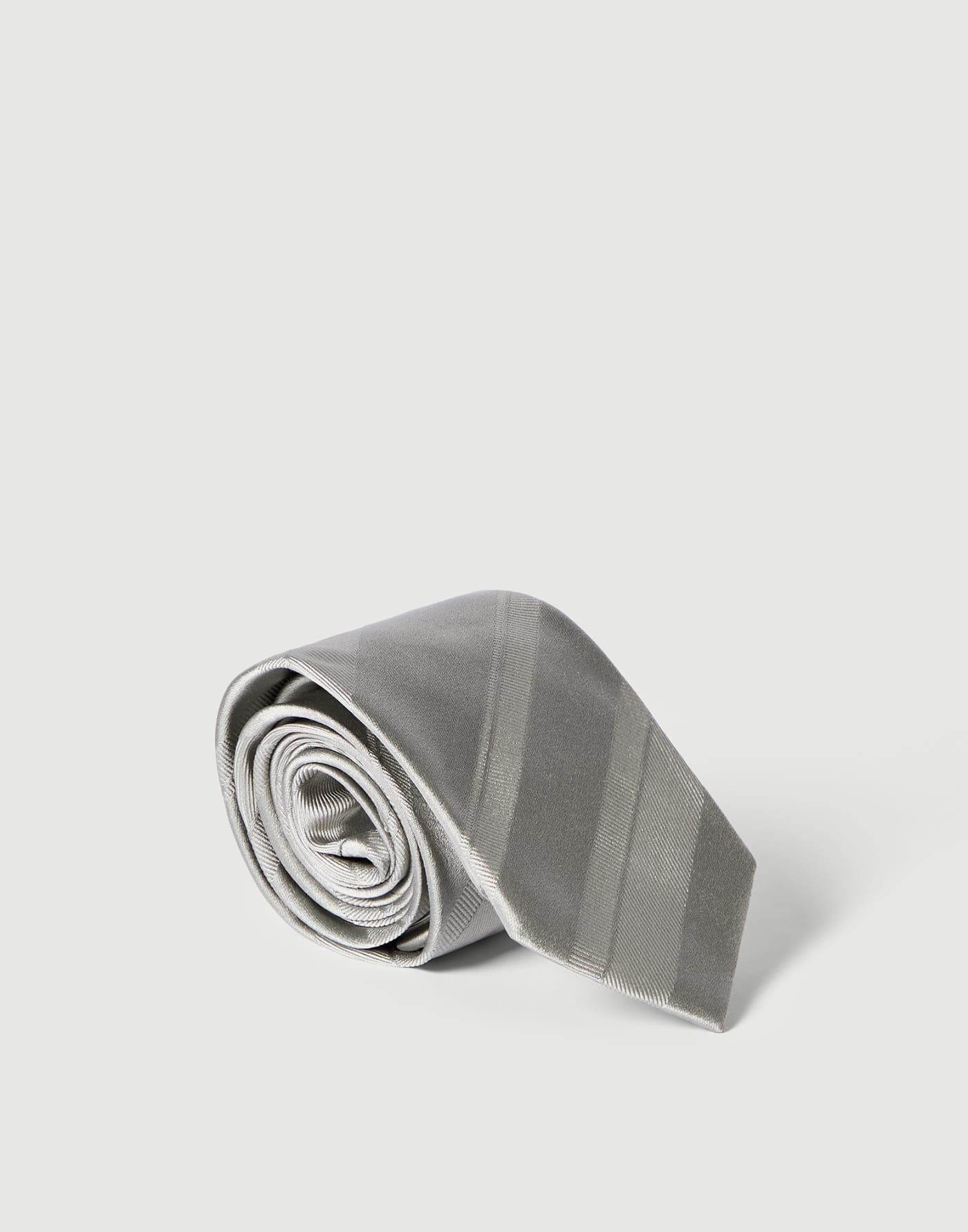 Striped silk tie Pearl Grey Man - Brunello Cucinelli