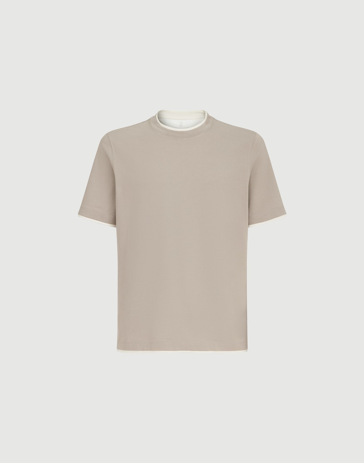 T-shirt with faux-layering Light Brown Man - Brunello Cucinelli