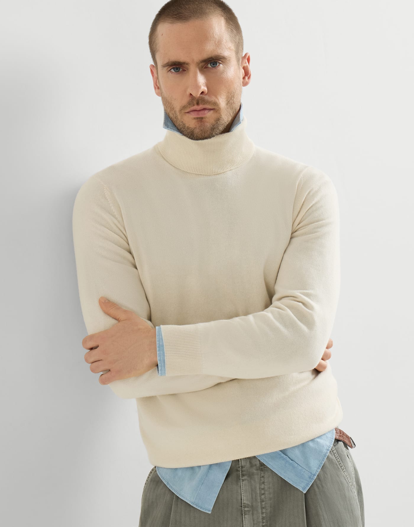 Pull col montant en cachemire Beurre Homme - Brunello Cucinelli