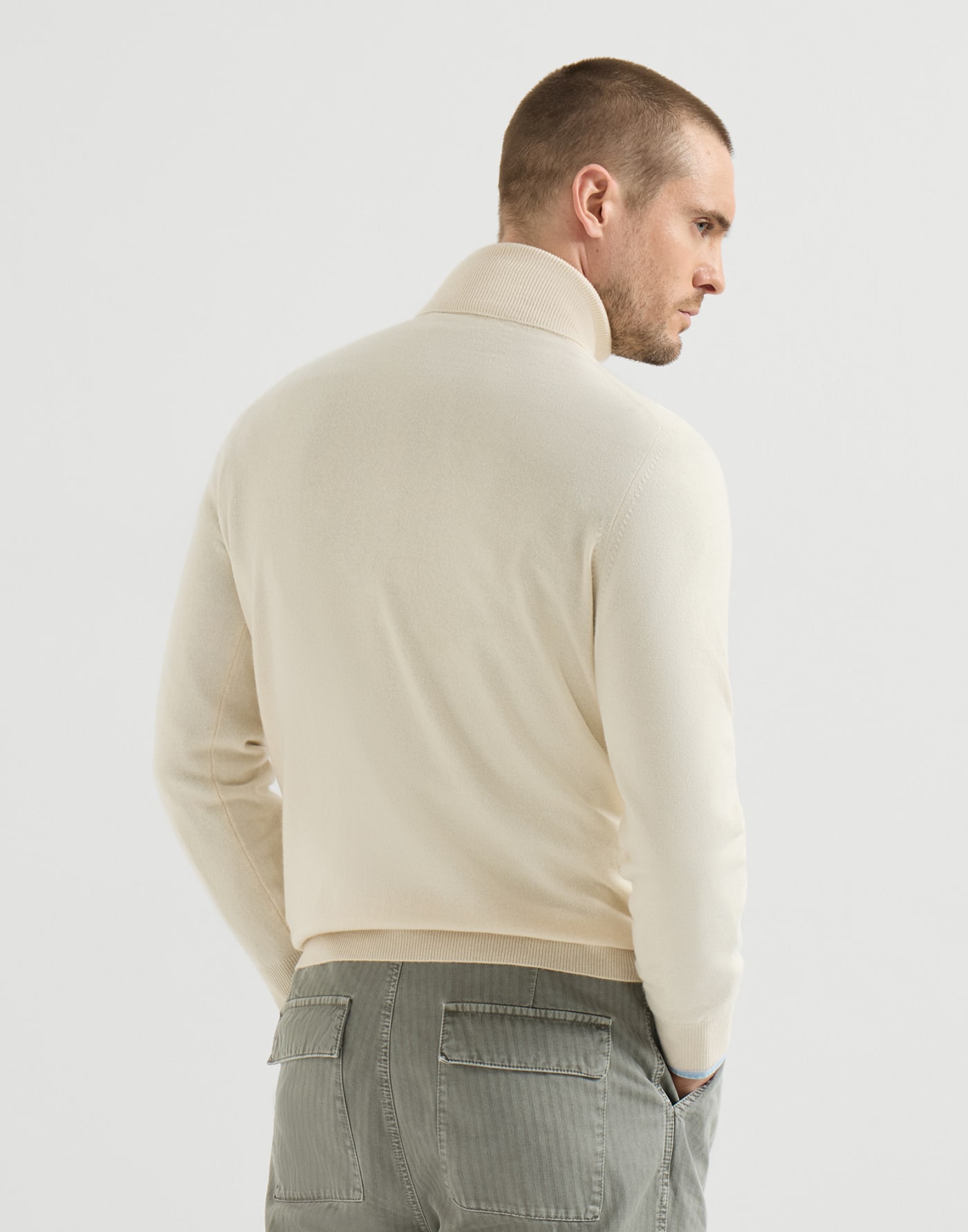 Pull col montant en cachemire Beurre Homme - Brunello Cucinelli