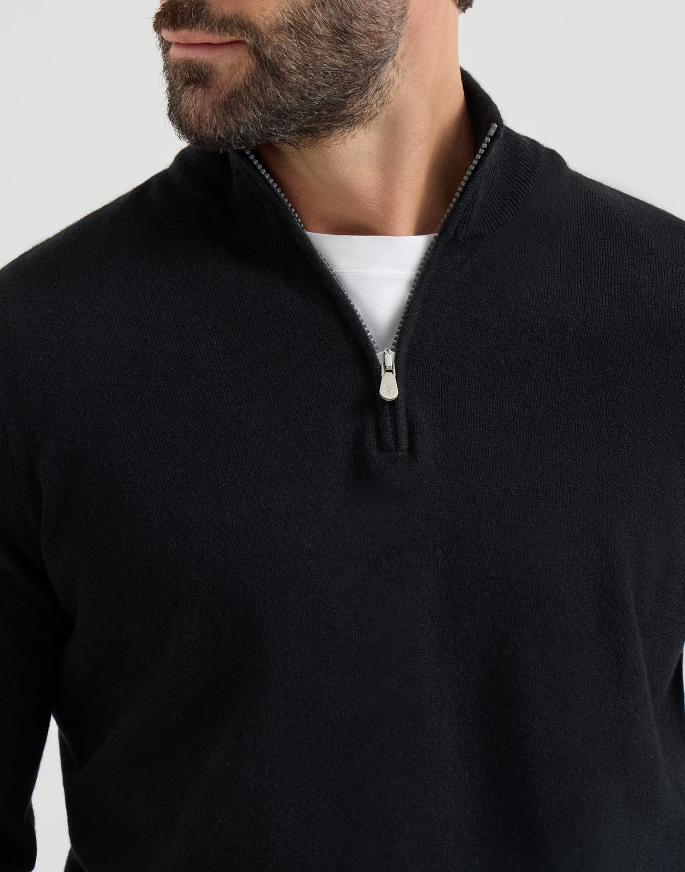 Cashmere sweater with half zip Black Man - Brunello Cucinelli