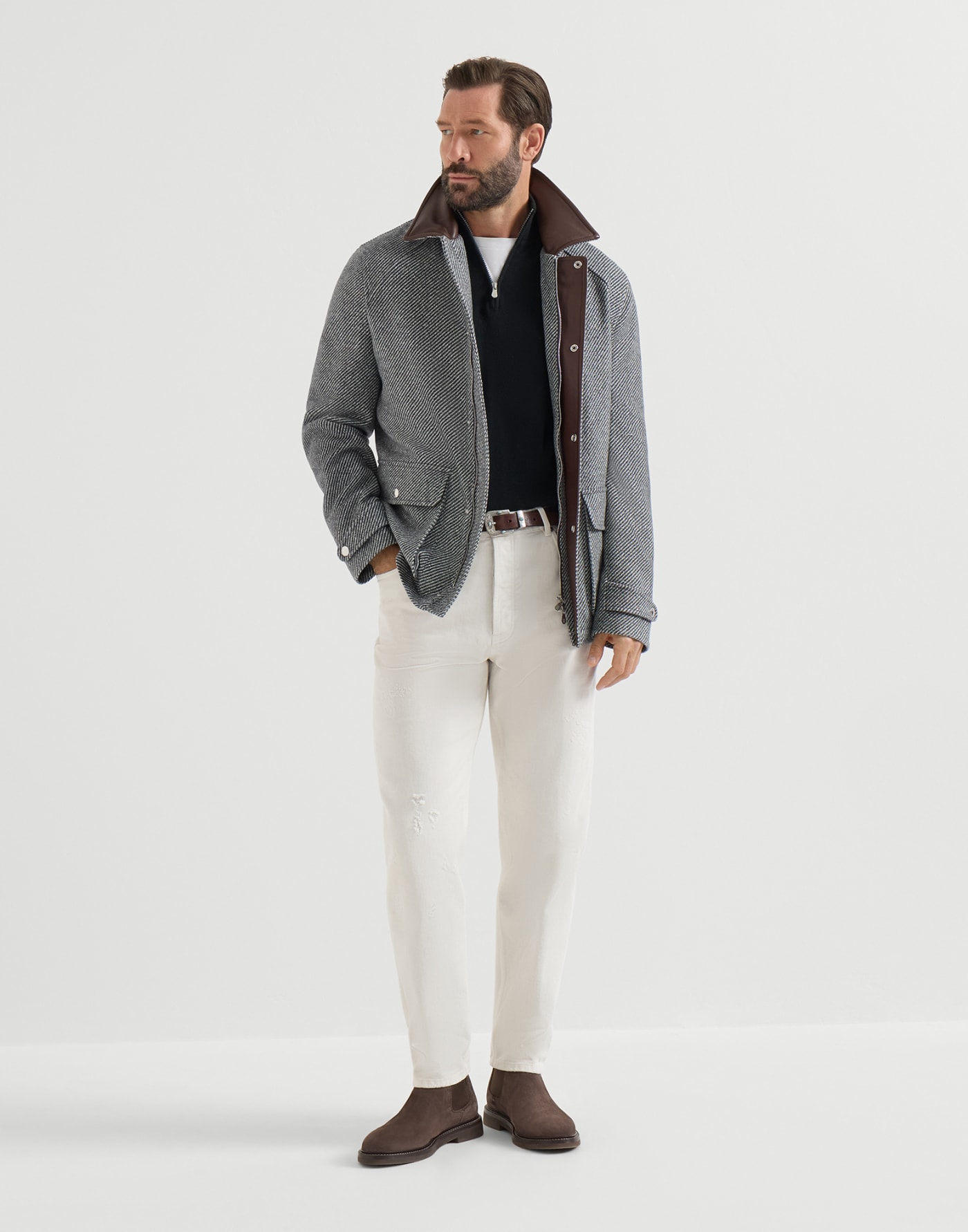 Cashmere sweater with half zip Black Man - Brunello Cucinelli