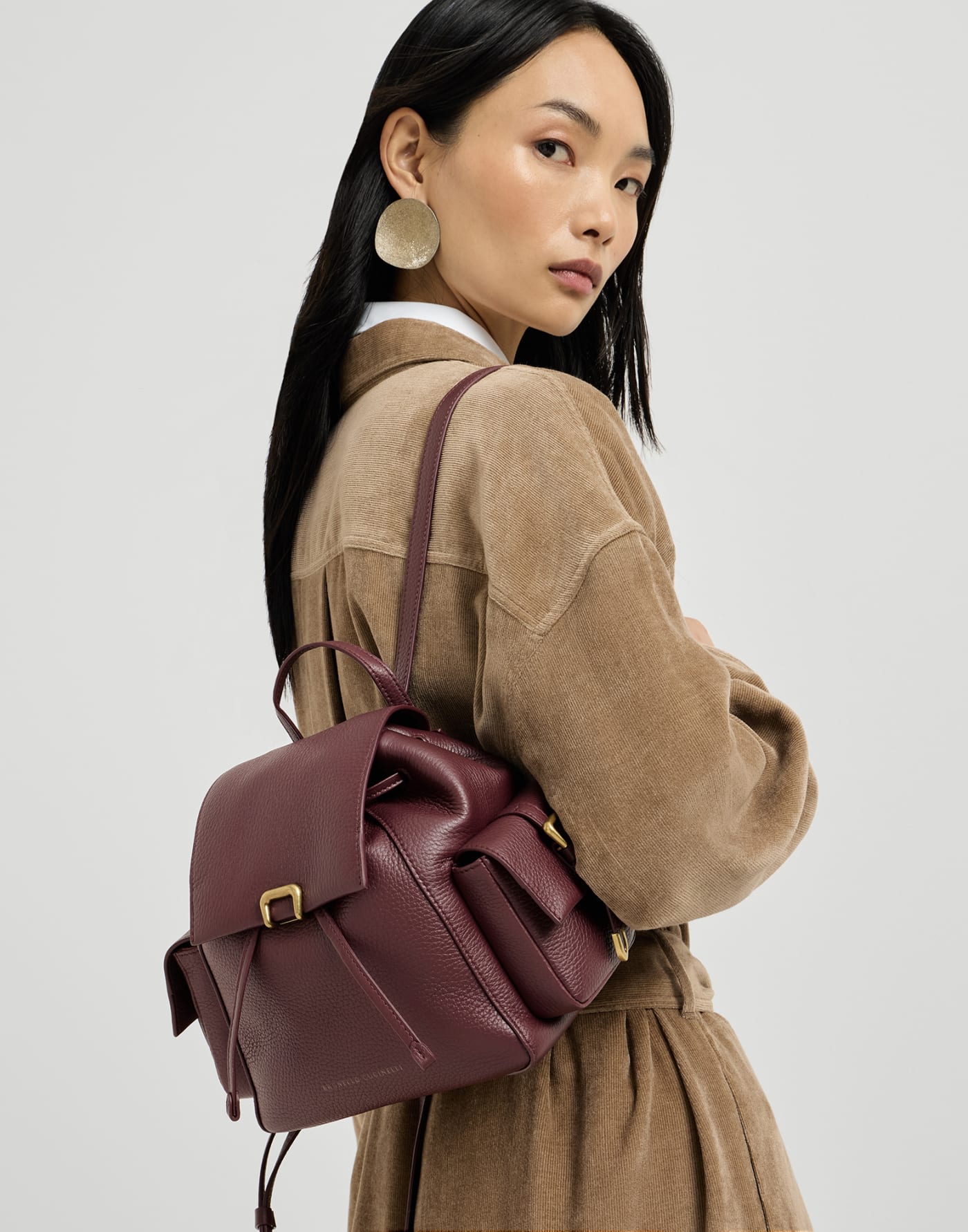 Deerskin sartorial backpack Burgundy Woman - Brunello Cucinelli