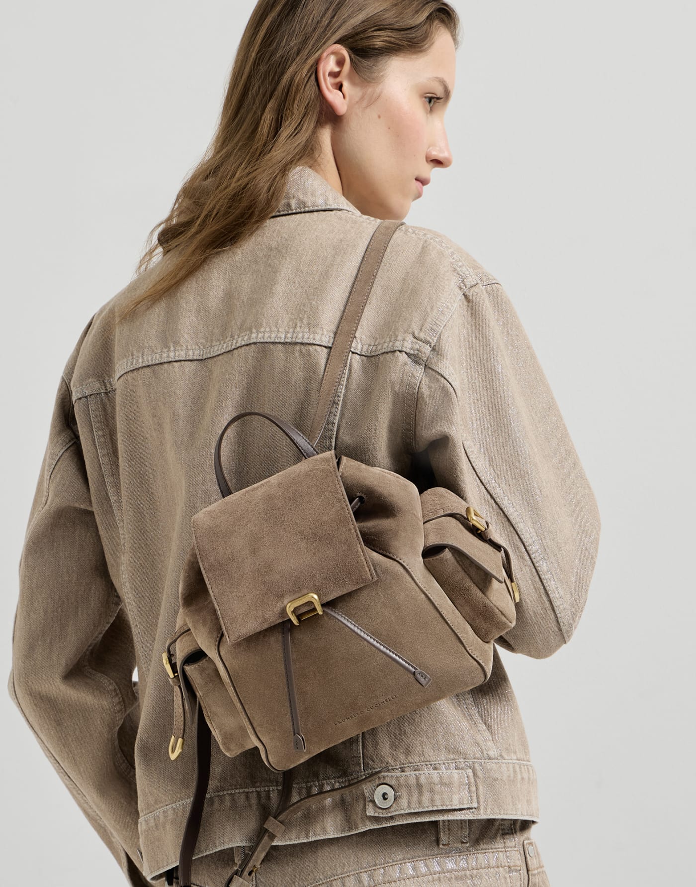 Suede sartorial backpack Bark Woman - Brunello Cucinelli