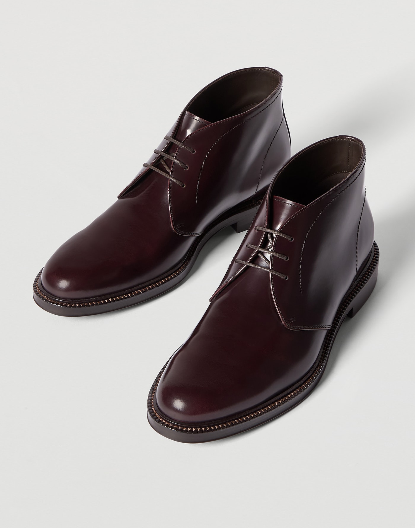 Calfskin Chukka boot Burgundy Man - Brunello Cucinelli