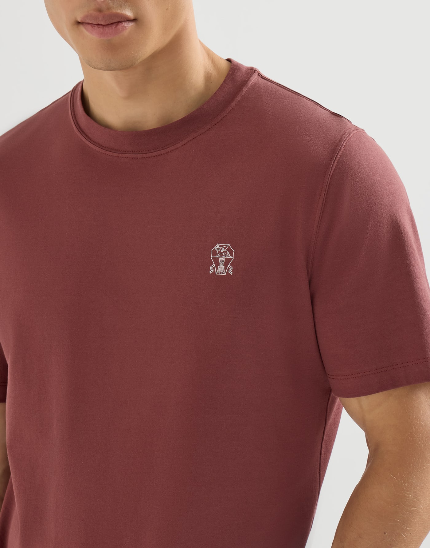 Jersey T-shirt with logo Red Man - Brunello Cucinelli