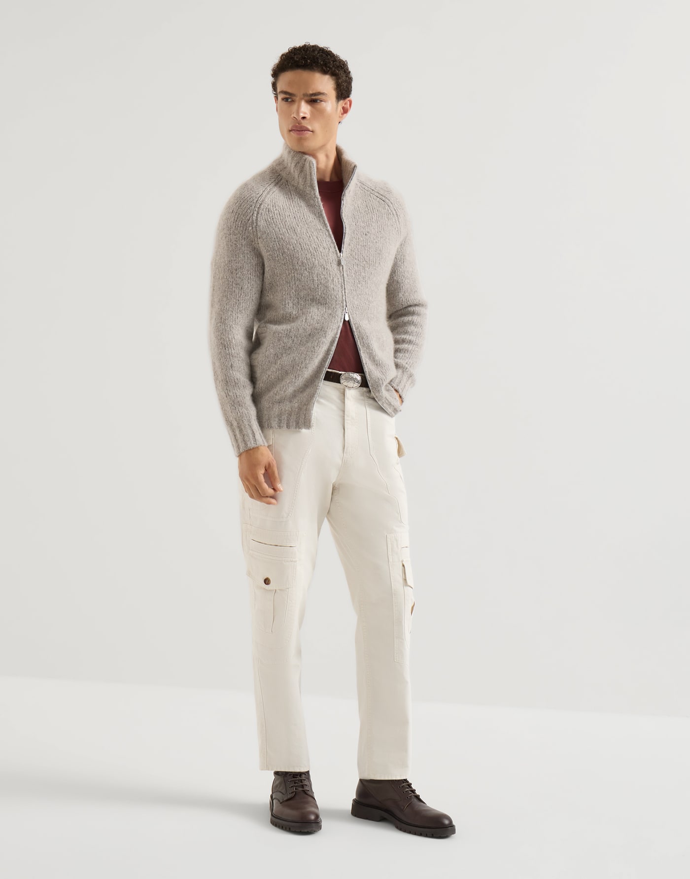 Jersey T-shirt with logo Red Man - Brunello Cucinelli