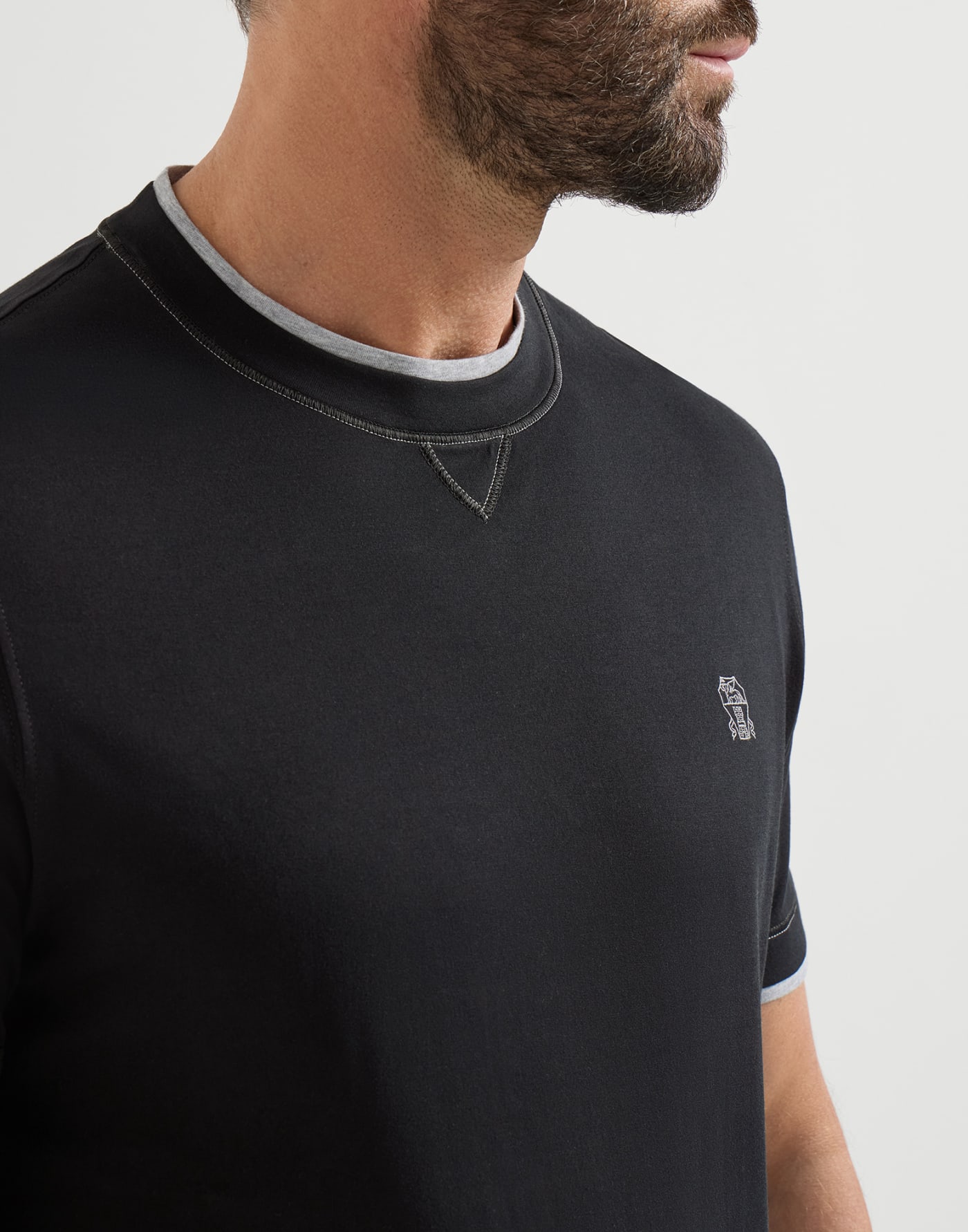 Crew-neck T-shirt Black Man - Brunello Cucinelli
