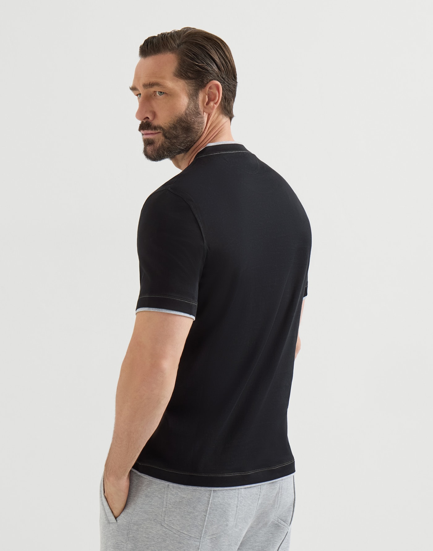 Crew-neck T-shirt Black Man - Brunello Cucinelli