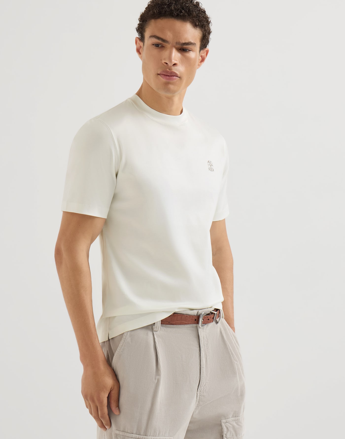 Jersey T-shirt with logo Off-White Man - Brunello Cucinelli