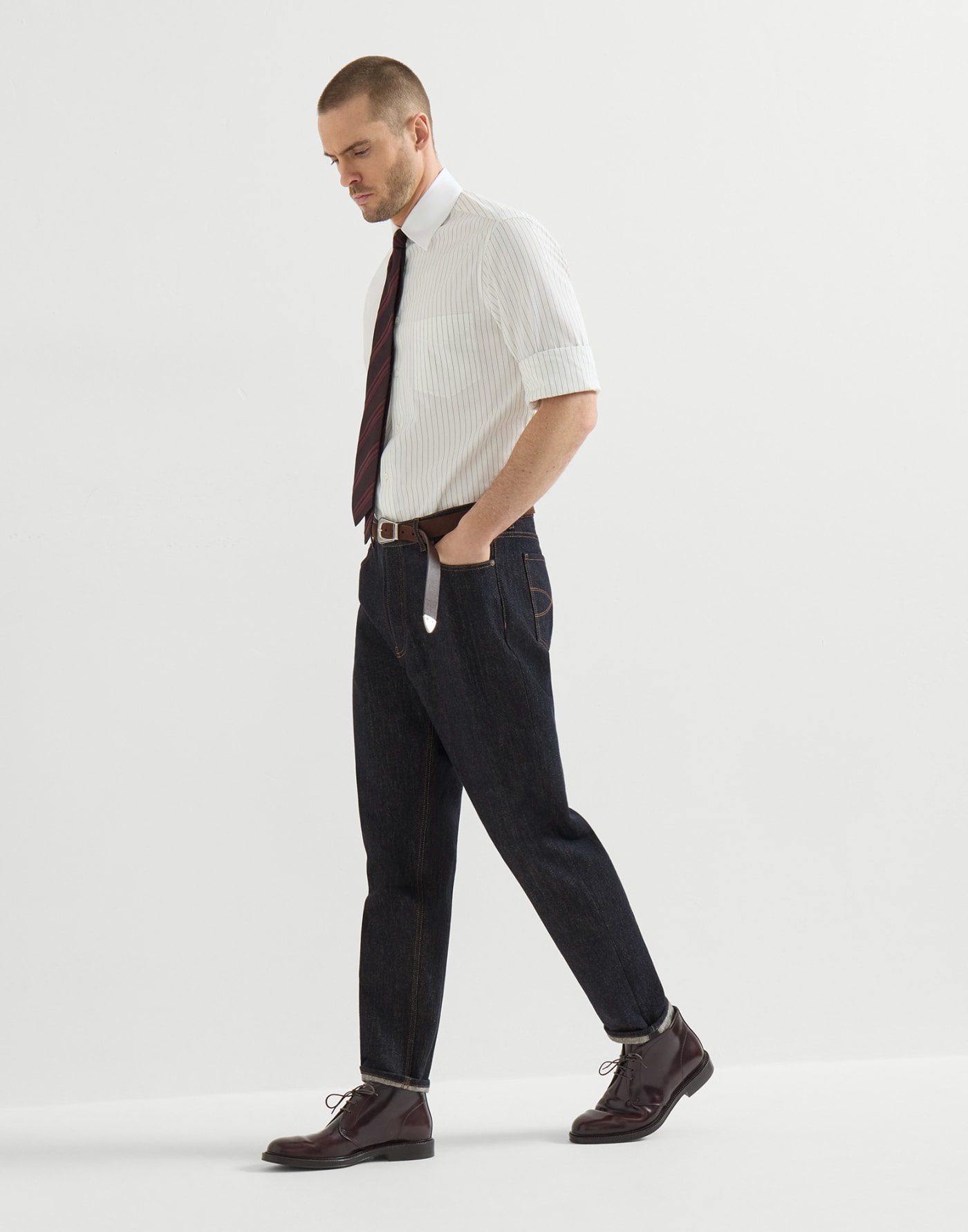 No-fade denim trousers Dark Denim Man - Brunello Cucinelli