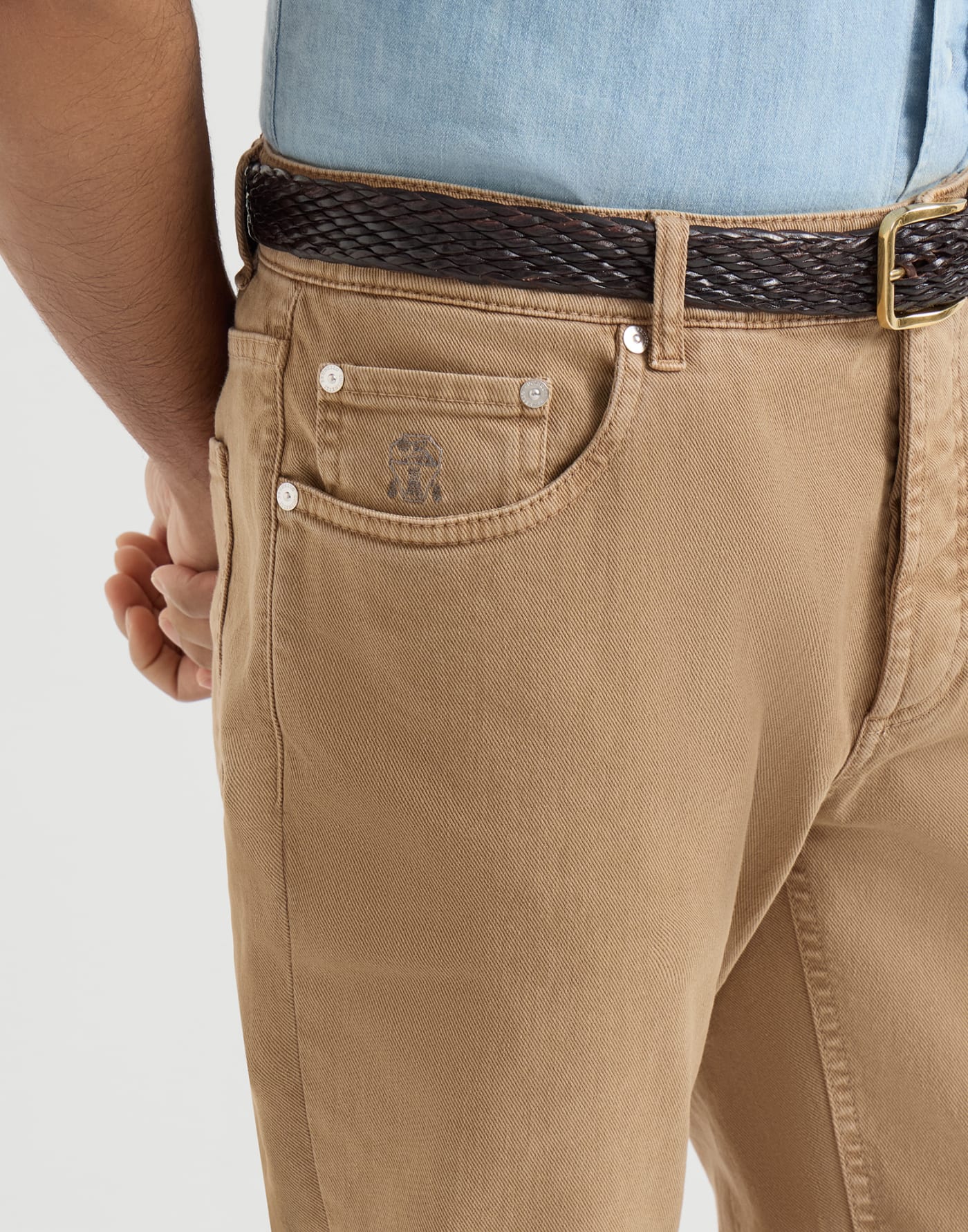 Traditional fit five-pocket trousers Camel Man - Brunello Cucinelli