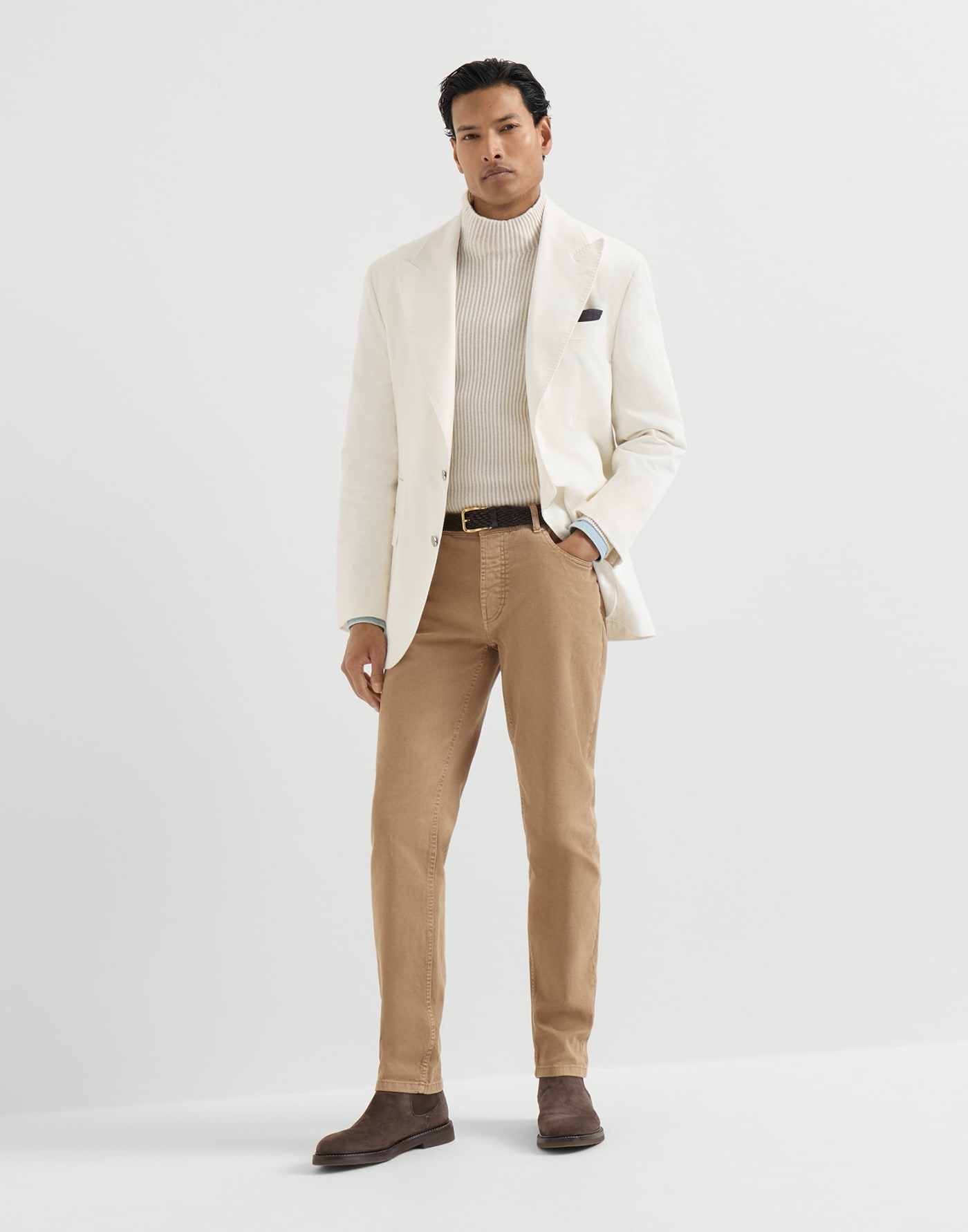 Traditional fit five-pocket trousers Camel Man - Brunello Cucinelli