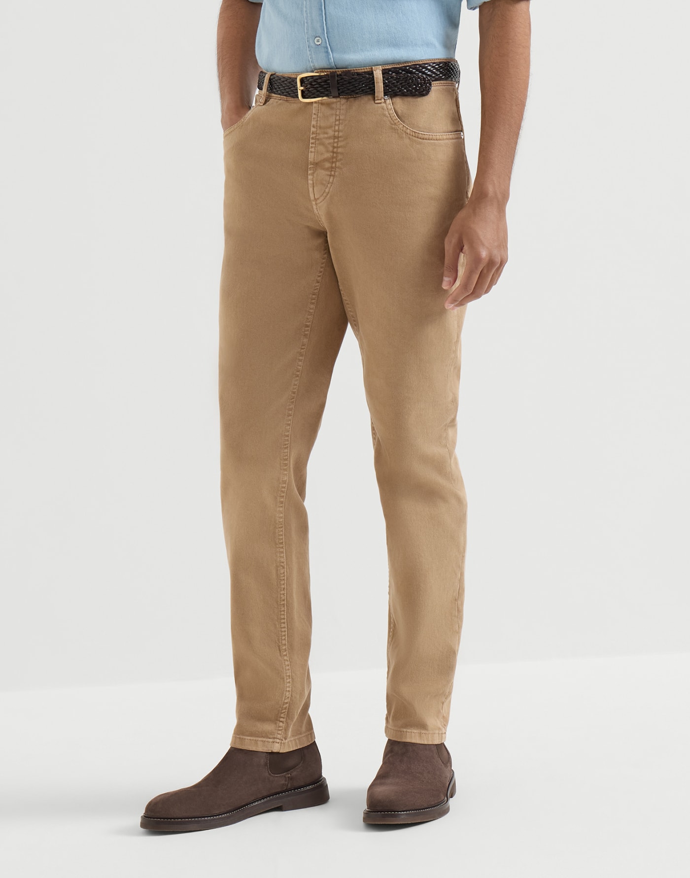 Traditional fit five-pocket trousers Camel Man - Brunello Cucinelli