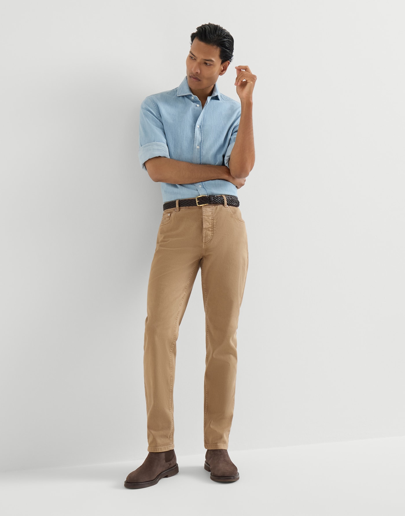 Traditional fit five-pocket trousers Camel Man - Brunello Cucinelli
