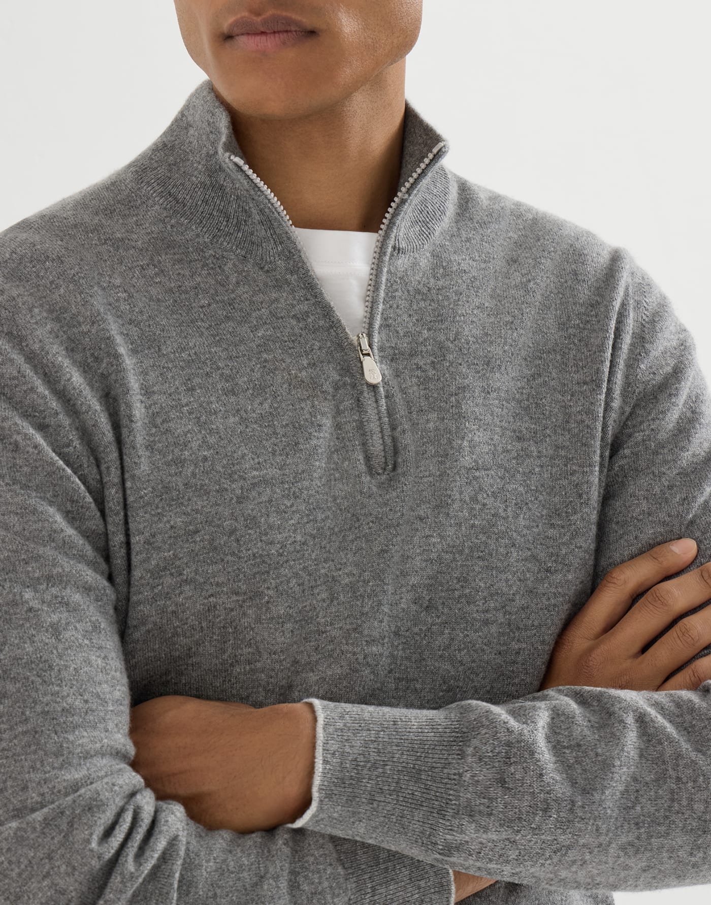 Cashmere sweater with half zip Dark Grey Man - Brunello Cucinelli