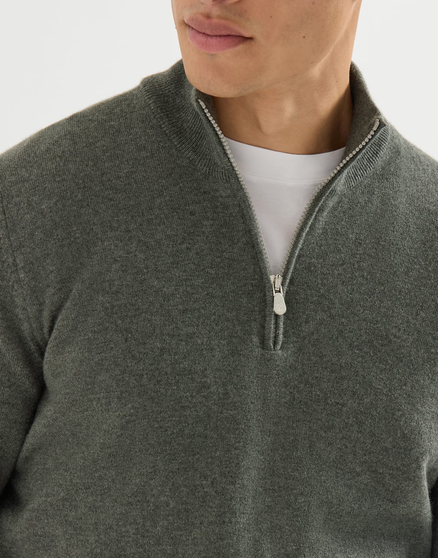 Cashmere sweater with half zip Forest Green Man - Brunello Cucinelli