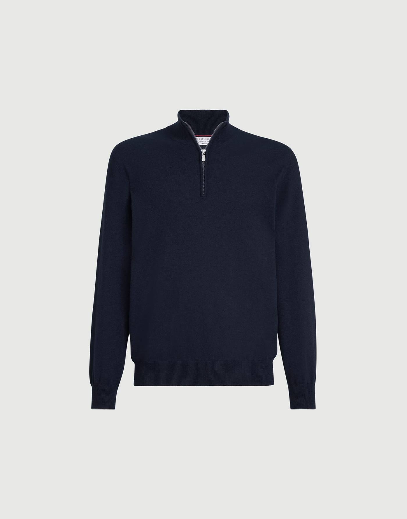 Cashmere sweater with half zip Navy Blue Man - Brunello Cucinelli