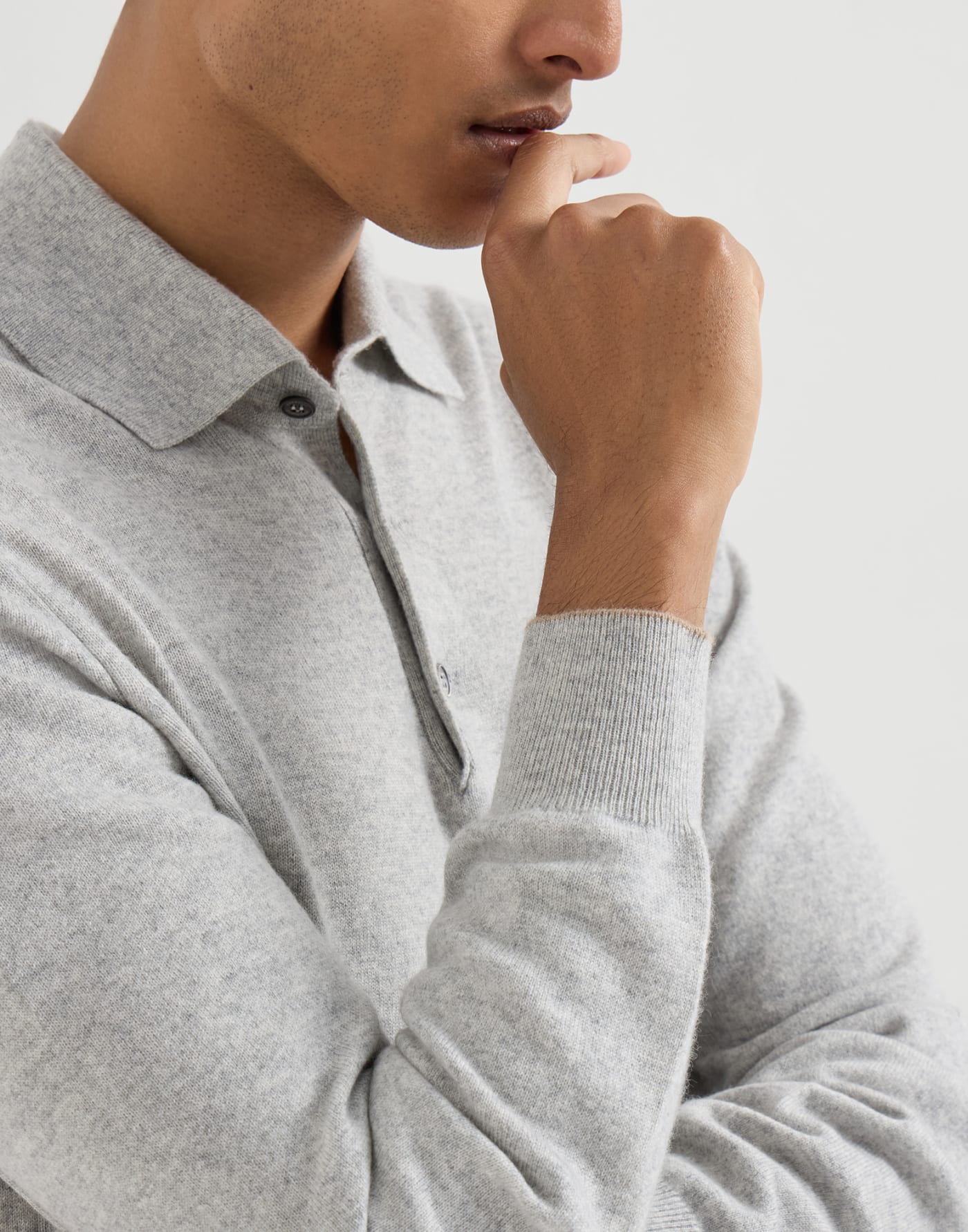 Cashmere knit polo shirt Pebble Man - Brunello Cucinelli