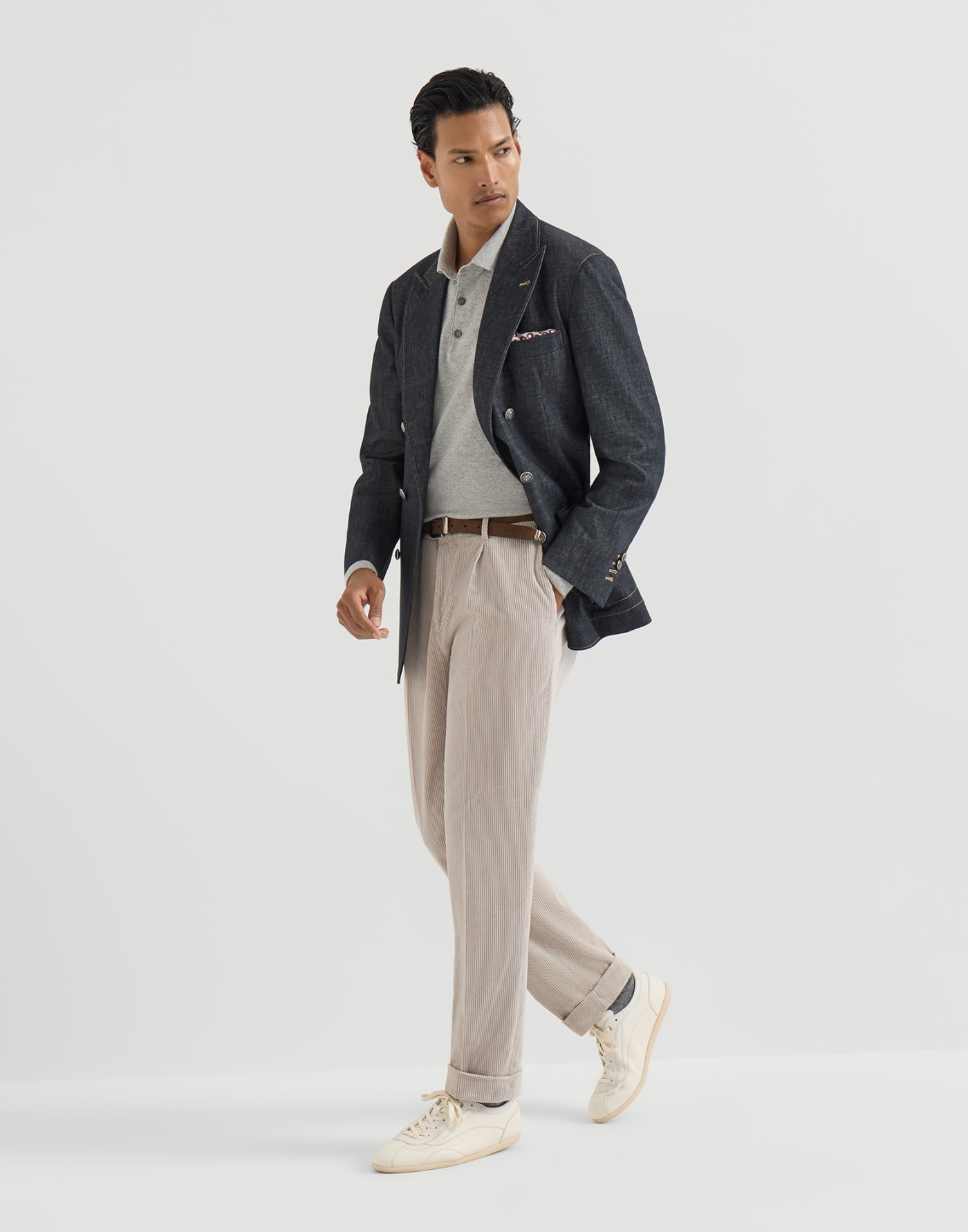 Cashmere knit polo shirt Pebble Man - Brunello Cucinelli