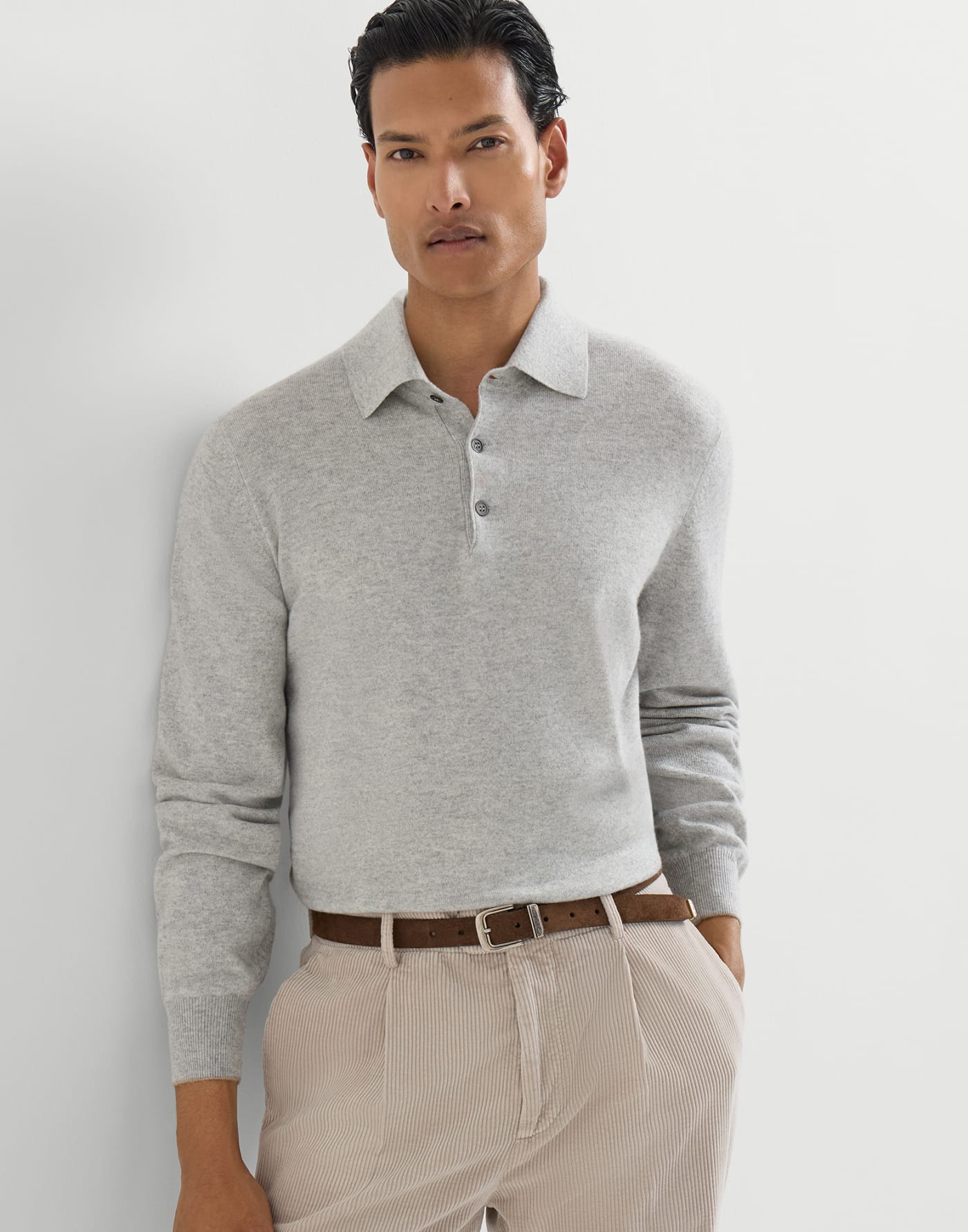 Cashmere knit polo shirt Pebble Man - Brunello Cucinelli