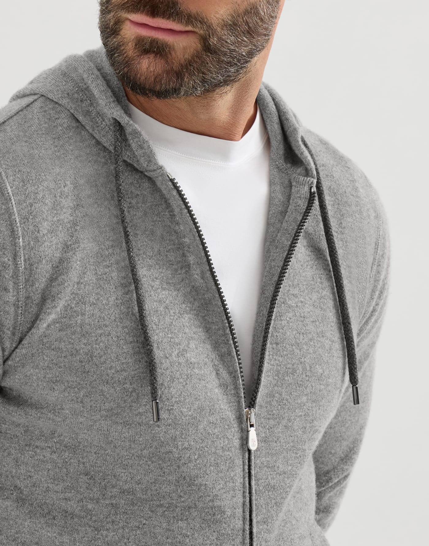 Cashmere sweatshirt-style cardigan Dark Grey Man - Brunello Cucinelli