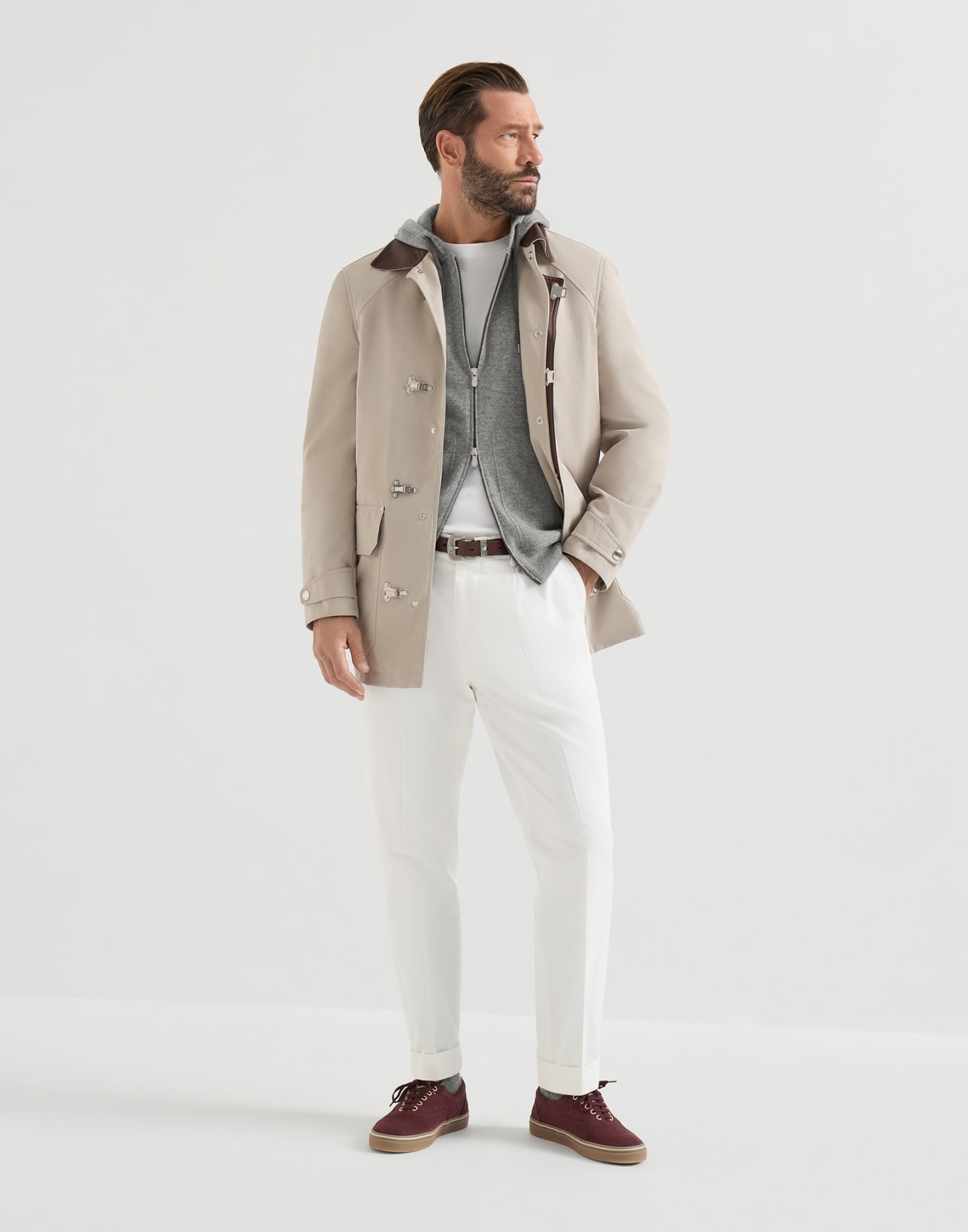 Cashmere sweatshirt-style cardigan Dark Grey Man - Brunello Cucinelli