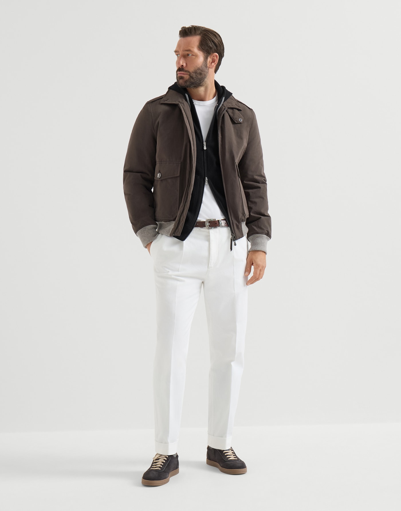 Cashmere sweatshirt-style cardigan Black Man - Brunello Cucinelli