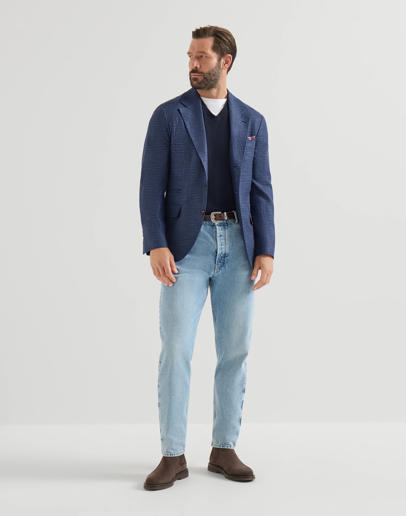 Cashmere and silk lightweight sweater Navy Blue Man - Brunello Cucinelli