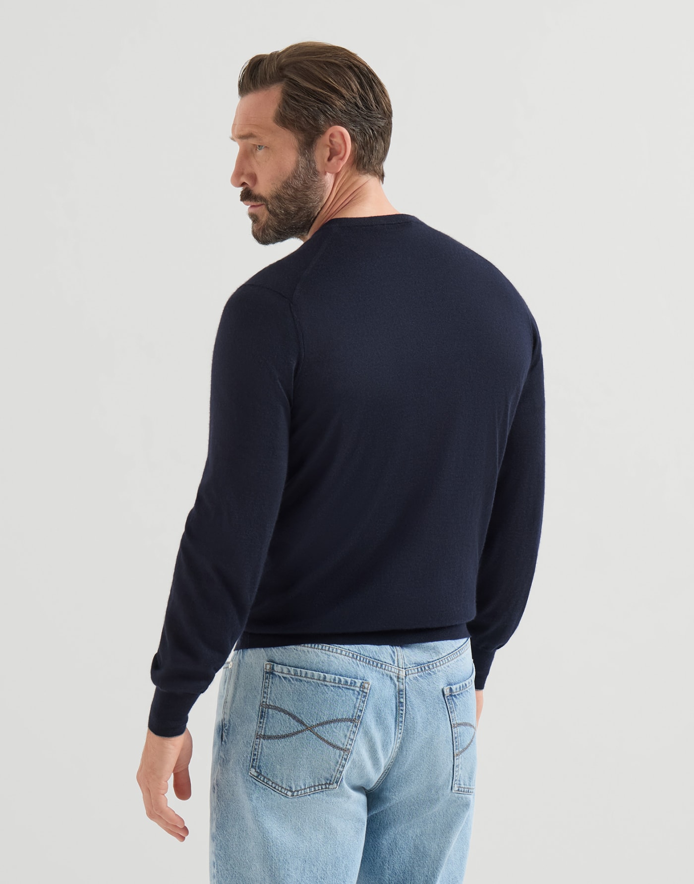 Cashmere and silk lightweight sweater Navy Blue Man - Brunello Cucinelli