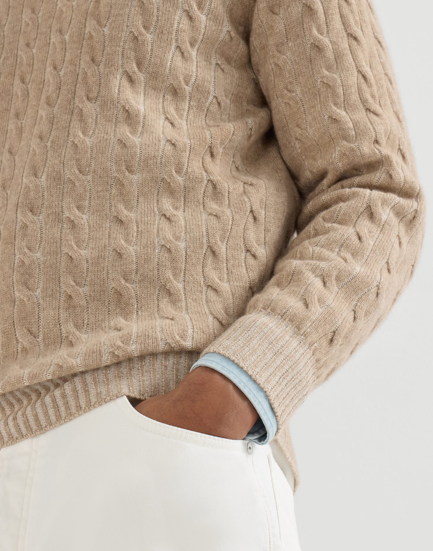 Cashmere vanisé cable knit sweater Brown Man - Brunello Cucinelli