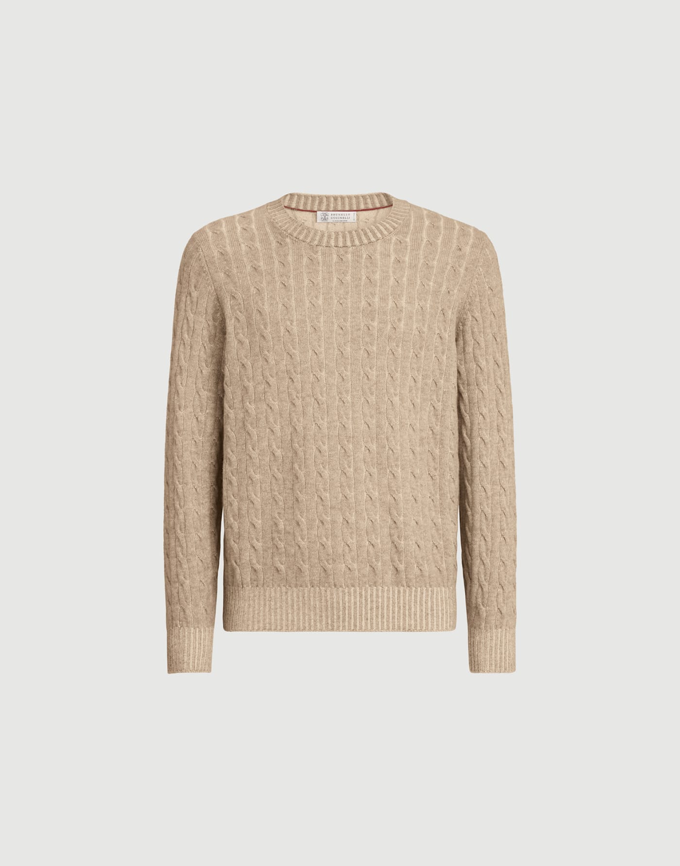 Cashmere vanisé cable knit sweater Brown Man - Brunello Cucinelli