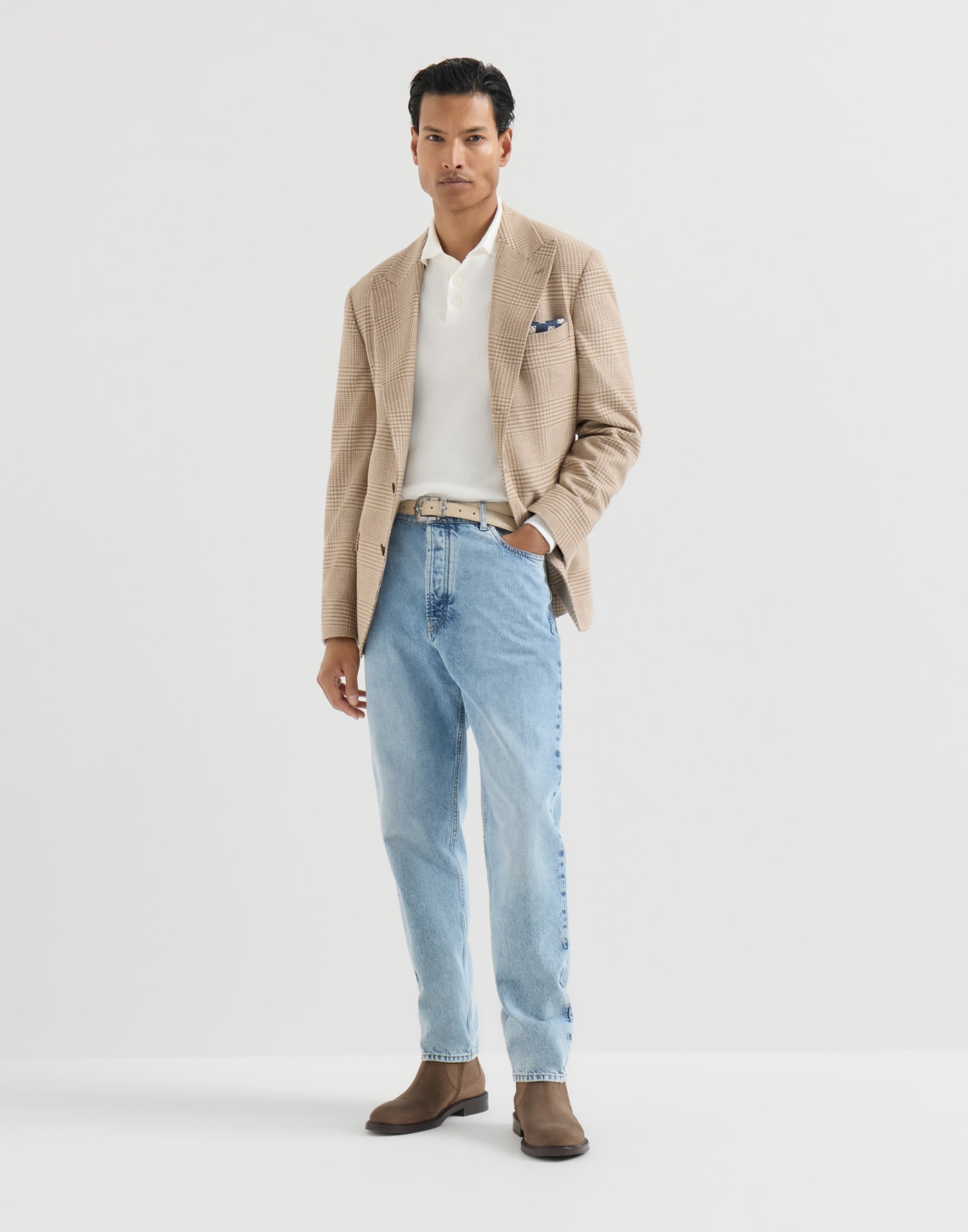 English Rib knit polo Panama Man - Brunello Cucinelli