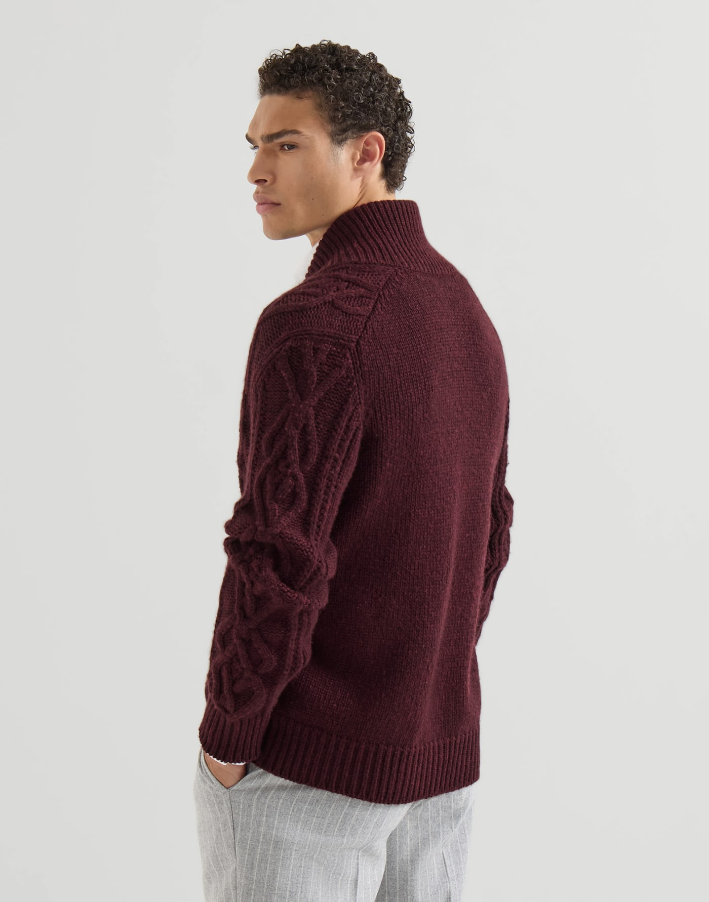 Cashmere Feather yarn cardigan Burgundy Man - Brunello Cucinelli