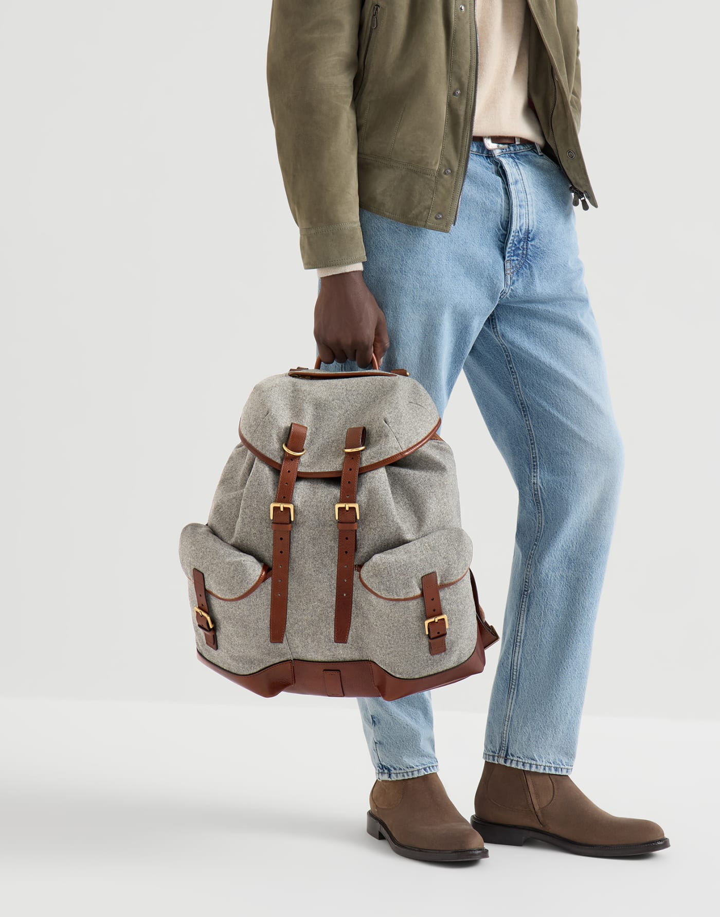 Sac à dos Field en flanelle Gris Homme - Brunello Cucinelli