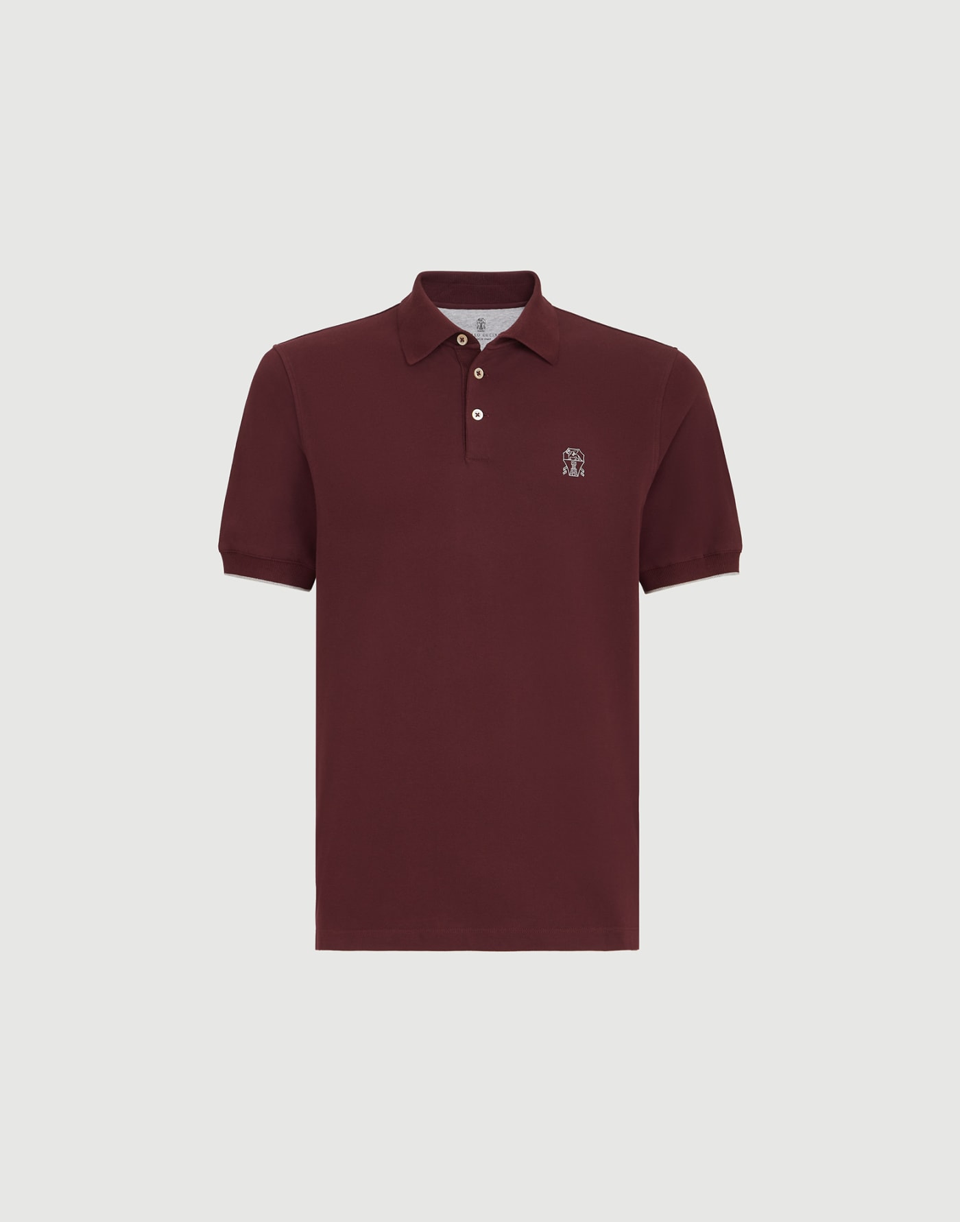 Cotton piqué polo shirt with logo Burgundy Man - Brunello Cucinelli